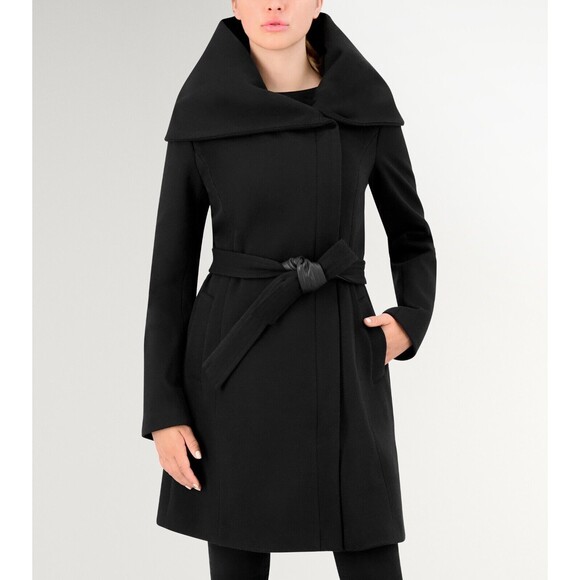 Cole Haan Woman Wool Coat Mid-length Size 6 Gray Belted Asymmetrical Zip Lined‎ - Picture 10 of 13